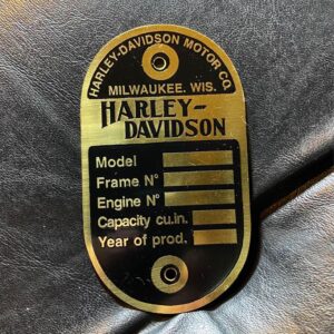 Harley Davidson Brass Data Plate